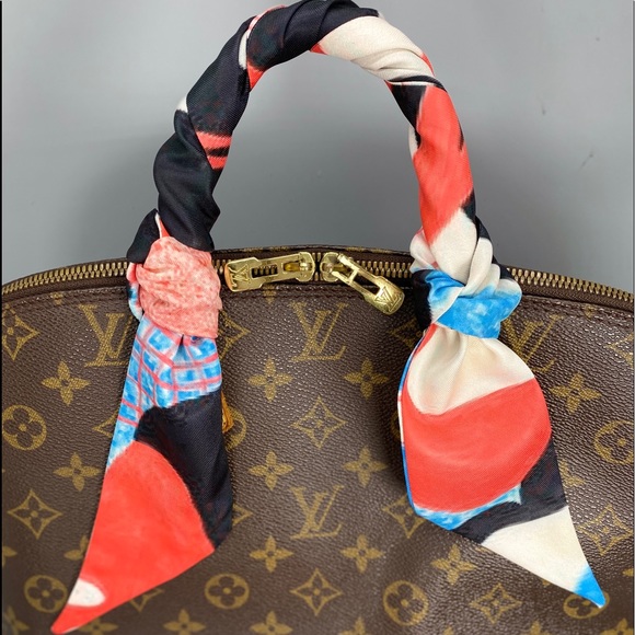 Blue, Coral, & Black Print Scarfs (2) Twilly Wraps - Picture 2 of 4